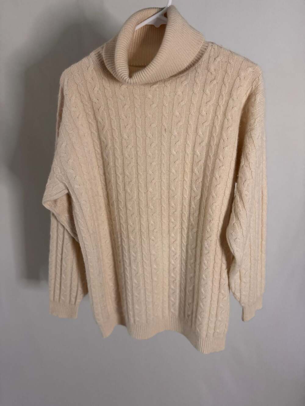 Tesori 100% 4-Ply Cashmere Cable Knit Turtleneck Sweater Size L